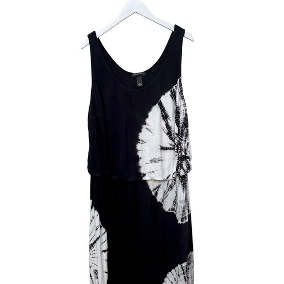 INC International Concepts Maxi Dress Plus Size 2X Black Tie Dye Stretch Rayon - Picture 5 of 9